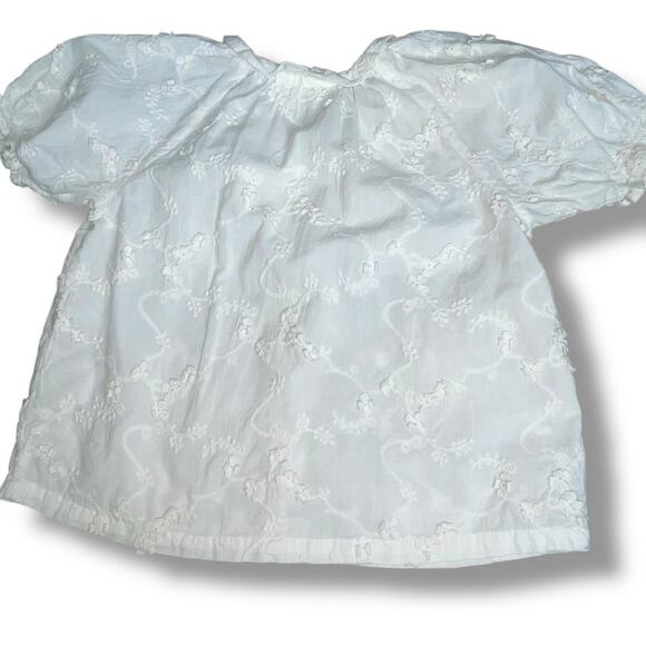 Mini Boden Girls Blouse 3-4Y Top Crochet Button Up Short Sleeve White Spring - Picture 9 of 11